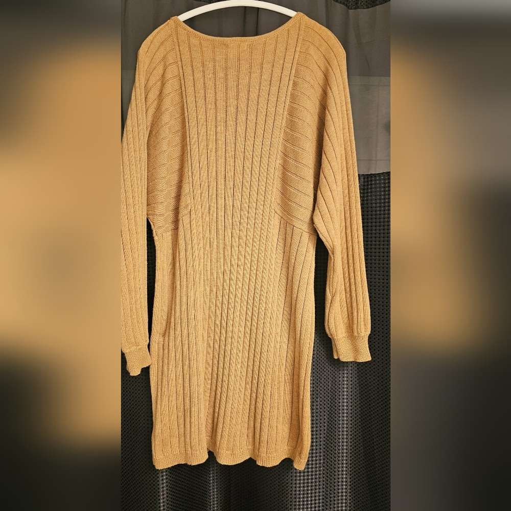 PROMESA WOMEN'S BEIGE CARMEL TAN L/S HEAVY KNIT LONG MAXI DRESS SIZE LARGE